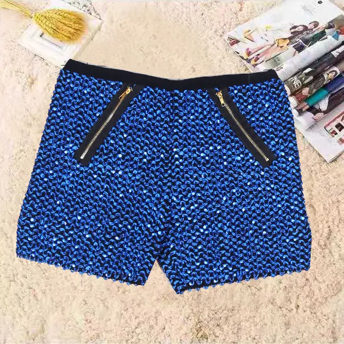 Glossy Sequin Shiny Women's Sexy Party Club Shorts Mid Waist Glitter Dance Stage Slim Bottoms