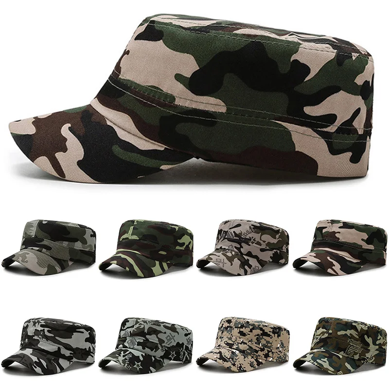 Fishing Hat Camouflage Baseball Cap Baseball Cap Flat Cap Camouflage Hat Flat Vintage Cap Trendy Camo Flat Top Hats Combat Army Flat Top Caps Outdoor Fishing Baseball Hats For Women Men