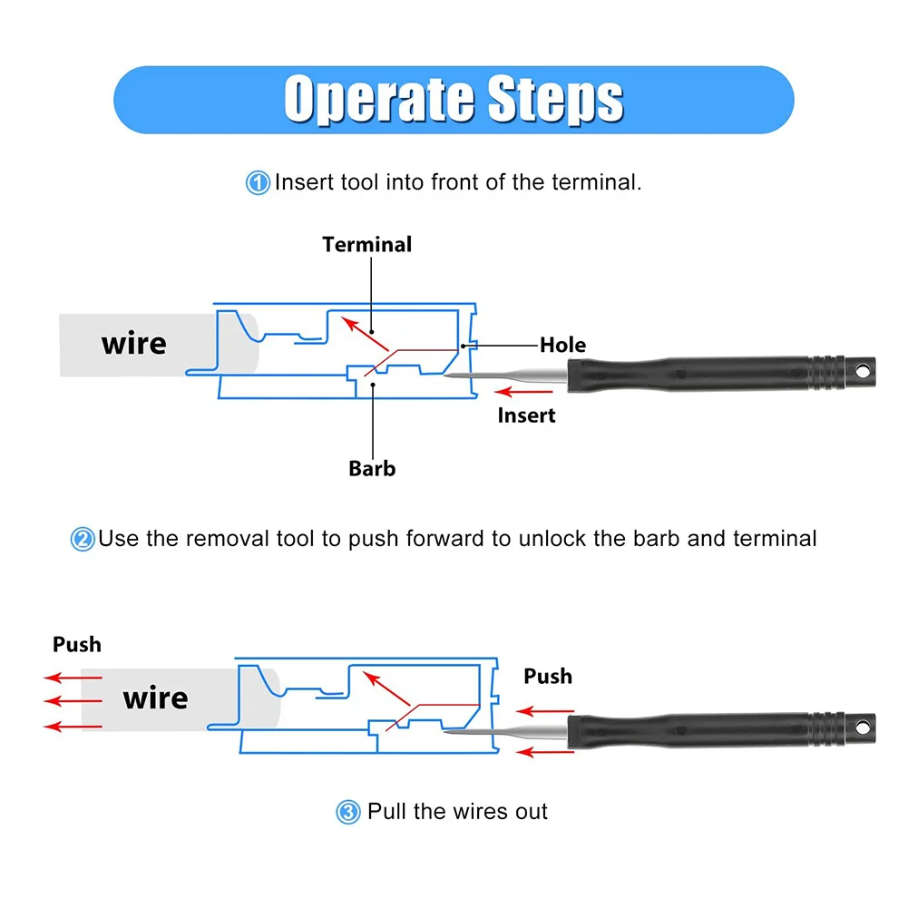 18Pcs Car Terminal Removal Kit Repair Inspection Tools Auto Cable Plug Remove Pin Puller Electrical Wire Crimp Disassembly