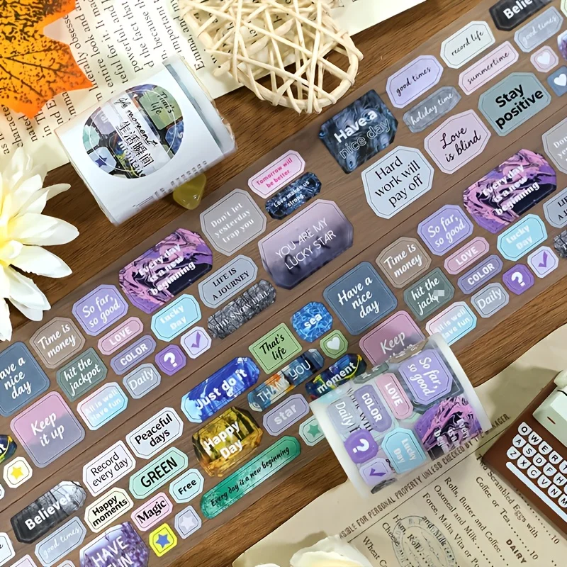 2.2m/롤 무광 프리컷 라이프 라벨 PET 와시 테이프 다이어리 스크랩북킹 저널 문구용 동기 부여 스티커