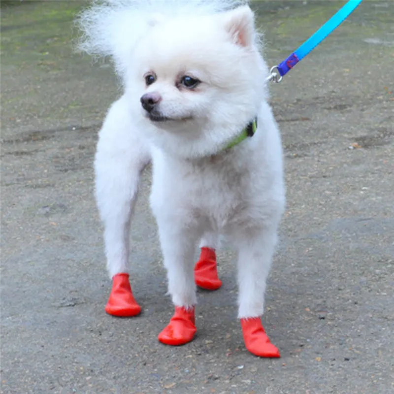 Title 26, 4Pcs Pet Dog Rubber Waterproof Shoe Cover Pet S...