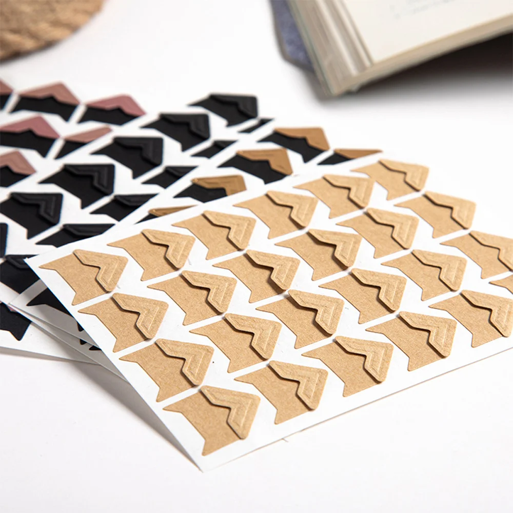DIY Vintage Corner Kraft Paper Stickers 120 Pcs/Lot 5 Sheets