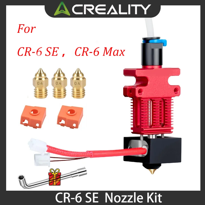 Creality Offizielles CR6 SE Hotend-Extruder-Kit, mit Hot-End-Kit mit PTFE-Schlauch, Wärmeblock, 0,4-mm-Düse und Silikonsocke für CR