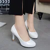 2021 Spring Autumn New Style European Round Head Shallow Heel Fine Leather Quarter Season Work Shoes Export Plus Size Shoes