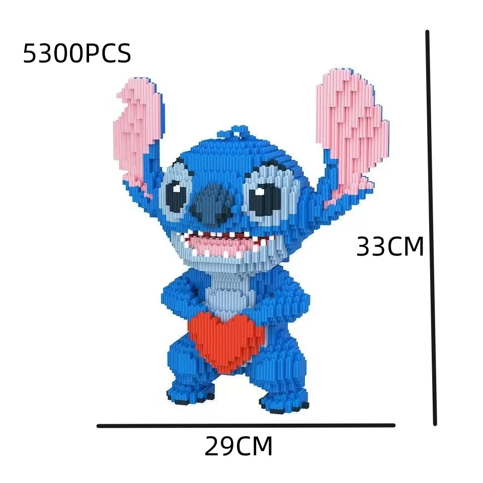 33CM Very Large Heart Shaped Stitch Building Block Toy Small Grain Brick for Kid Over 12 Years Adult Christmas Present