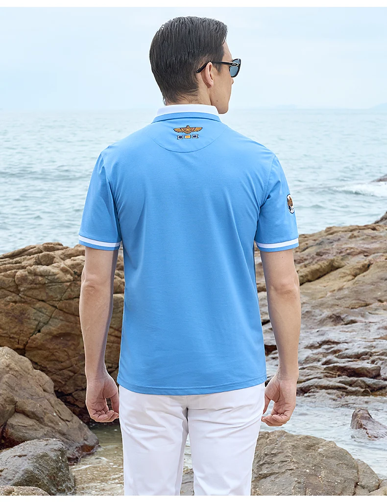 New Summer Straight Men's Business Polo Short Sleeved Bruce&Shark Fashion Mercerized Cotton T-shirt Man Breathable Big Size 4XL 21 S5dcbbca1a98548c18c15a5399f896e70q