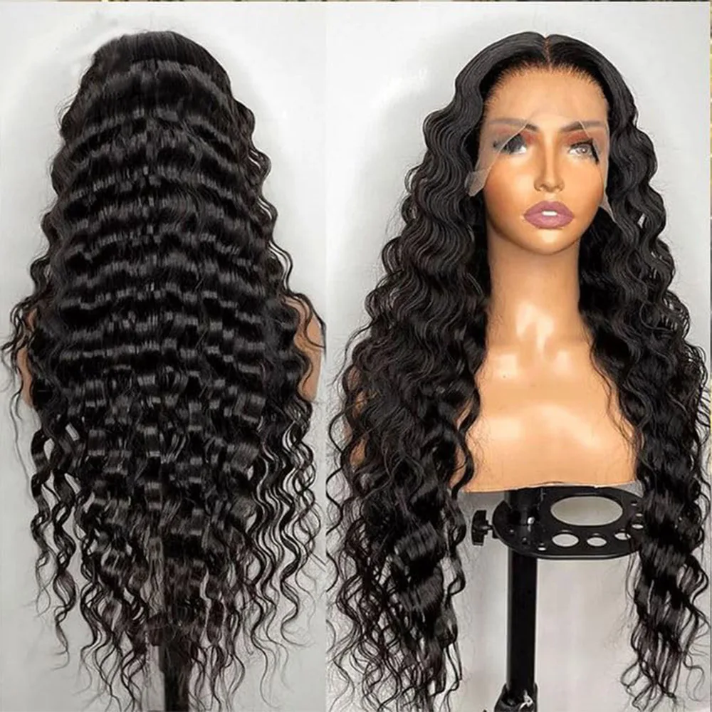 22 Inch 200%Density Deep Wave Lace Front Wigs Human Hair Glueless Wigs for Women 13x4 HD Transparent Lace Front Wigs Pre Plucked
