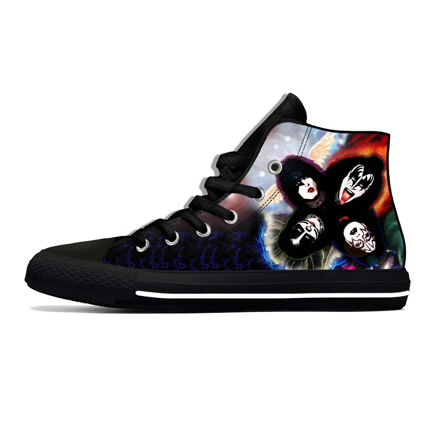 Hot Summer Heavy Metal Music Kiss Rock Band Novelty Casual Latest Shoes High Top Men Women Fashion Sneakers Classic Board Shoes