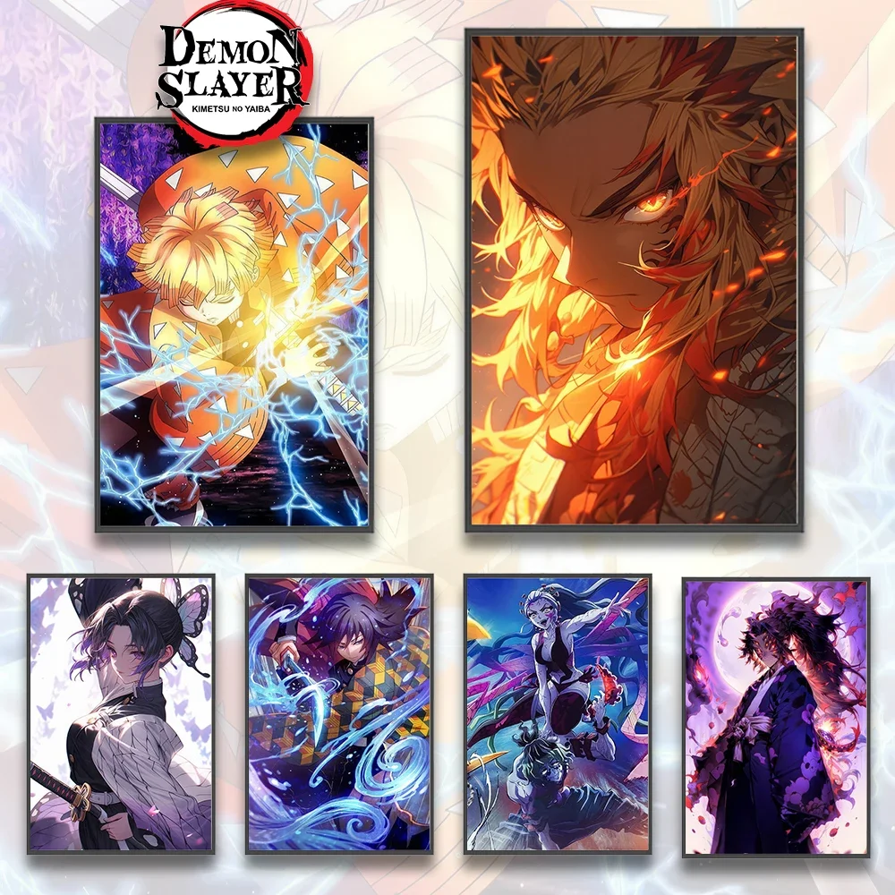 

Demon Slayer Self-adhesive Anime Poster Hashira Nezuko Agatsuma Zenitsu Inosuke Wall Painting Home Decor Wall Art Room Kid Gift