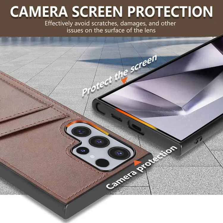 Retro PU Leather Wallet Card Slot Phone Case with Soft Silicon Shockproof Cover