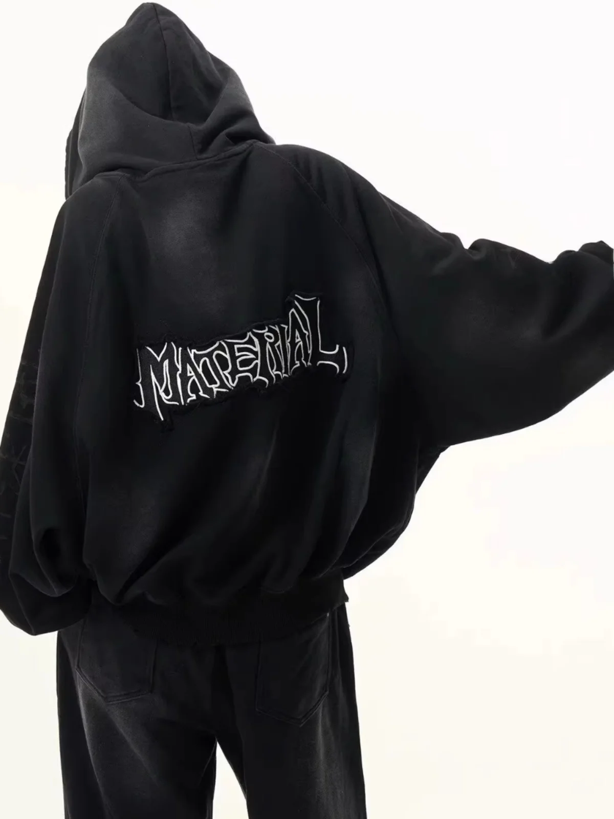 Retro American Heavyweight Mud Dye Zipper Hoodie Set ex Hiphop Sweatpants Sport Two Piece Set Youth Casual Autumn Winter