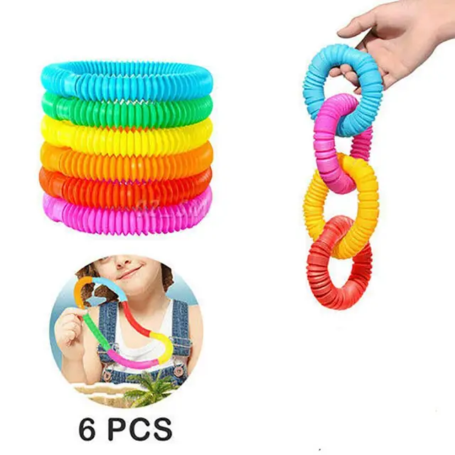 Interesting 6Pcs Cute Sensory Pop Tube Toys Inspiring Kids Flexible TubeToys Connected   for Leisure 3