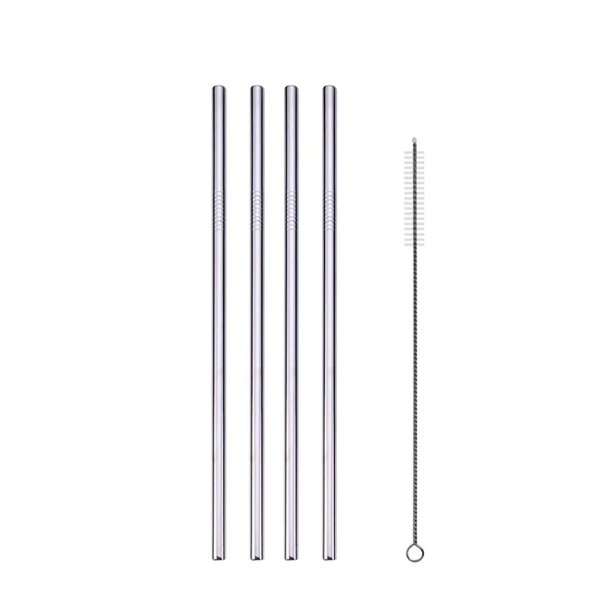 UPORS Reusable Metal Drinking Straws Set with Cleaning Brush and Pouch