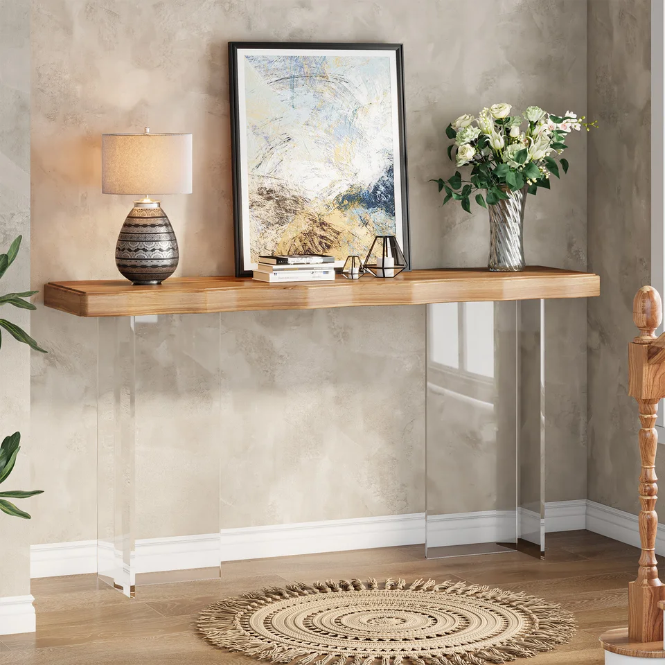 Modern Narrow Console Table with Acrylic Legs