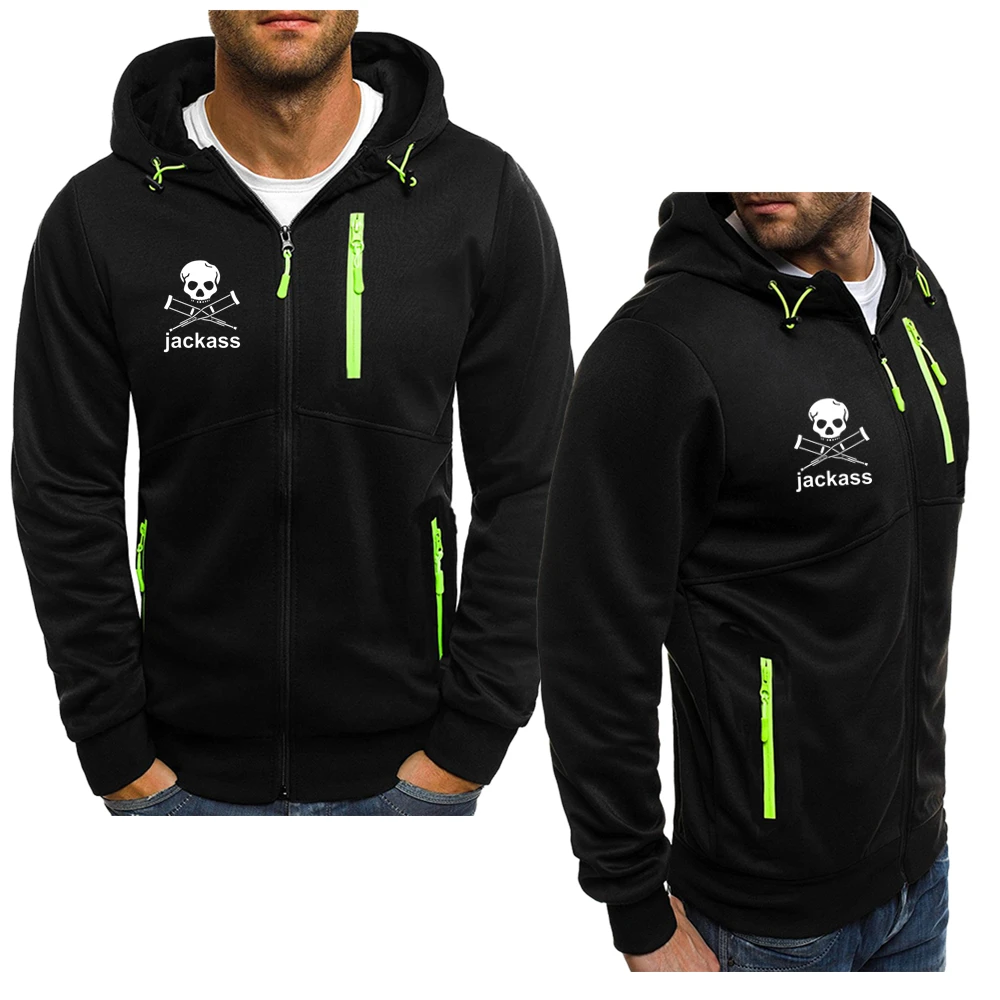 

Autumn New Jackass Forever Logo Printed Custom Made Cotton Warm Men Zipper Hoodie Jacket Casual Popular Hooded Man Sportswear