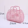 1Pc Large-capacity Bag Hollow Jelly Beach Holiday Portable Tote Reusable Easy To Clean Plastic Bath Basket Toys Storage Basket 6