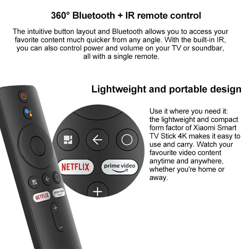 Xiaomi Smart TV Stick 4K, Android TV 11 Bluetooth 2GB RAM 8GB