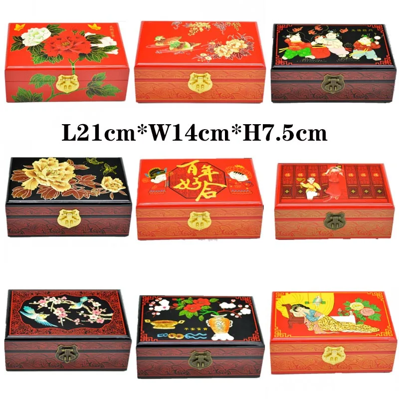 Tin Snail Jewelry Box Baked Lacquer Chinese Lacquer Jewelry Box Wind Wooden Wedding Bride Makeup Storage Box Three Pounds