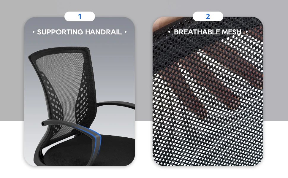 Ergonomic Office Chair - Mesh Desk Chair with Adjustable Height & Lumbar Support