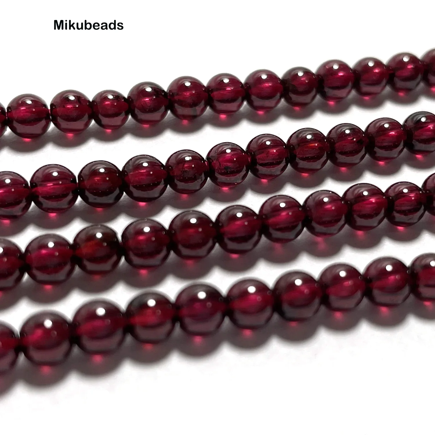 Wholesal Natural 4mm AAA Brazil Red Garnet Smooth Round Loose Beads For Making Jewelry DIY Stone Necklace Strand 15" Mikubeads 4