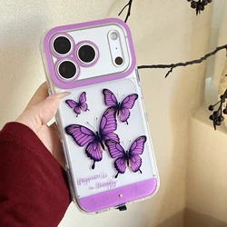 Purple Butterfly LED Luminous Call Light - Up Phone Case - iPhone 14 (Purple)