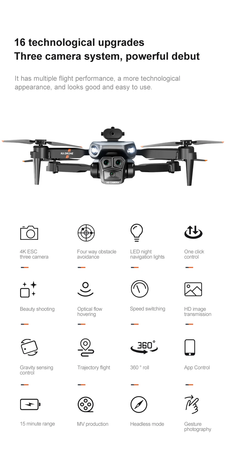 K6 Max Drone, k6 drone has multiple flight performance, a more technological appearance