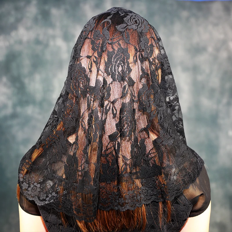 

Bridal Veils Wedding White Black Veil Mantillas Chapel Veils Muslim Head Covering Lace Catholic Veil Mantilla Welon Slubny
