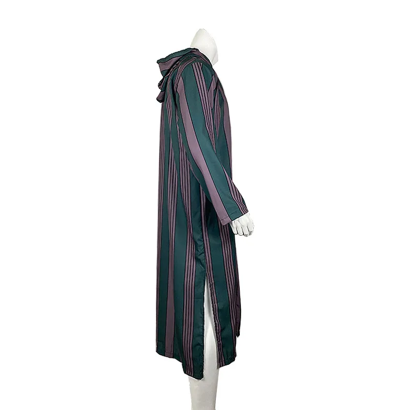 2023 Men\'s Islamic Arabian Patchwork Striped Hooded Zipper Muslim Robe Autumn Streetwear Casual Loose Arabian Islamic Robe
