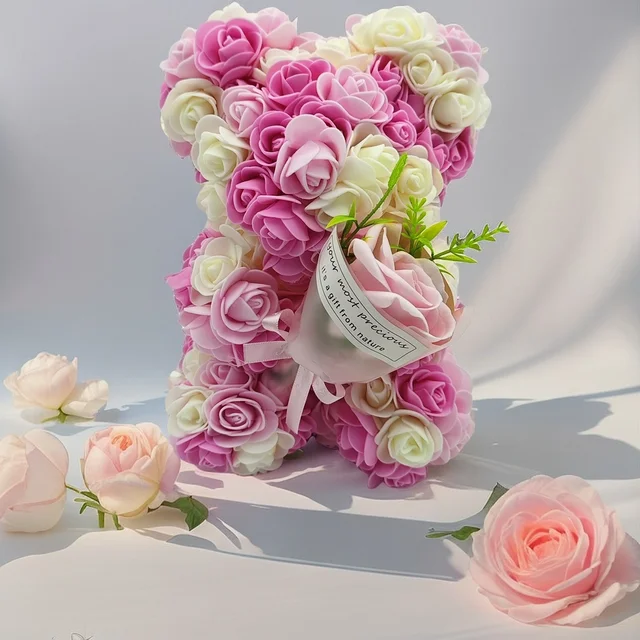 1 Piece Artificial Rose Bear with Hand Corsage, Artificial Rose Bear Birthday Gift, Valentine's Day, Wedding Mother's Day 2