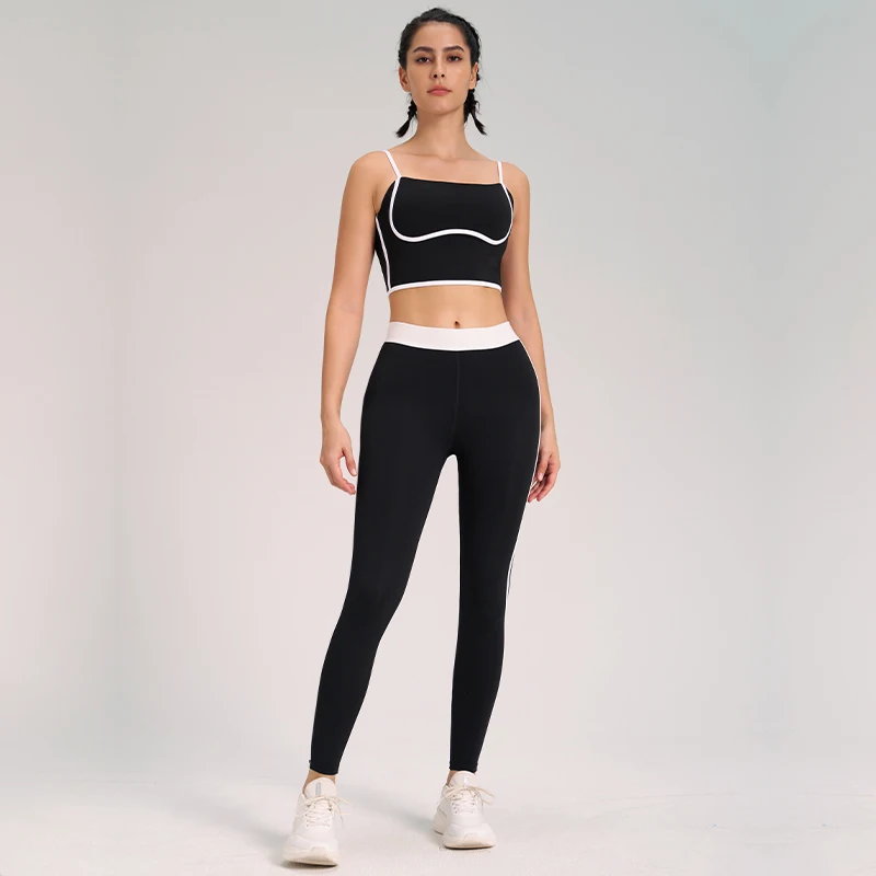 Women 2pcs Patchwork Sport Yoga Suit Breathable Sportwear Women Set Adjustable Bra Workout Clothes for Outfit Fintess Set yoga set sports set gym workout set sportswear set fitness set sports bra set