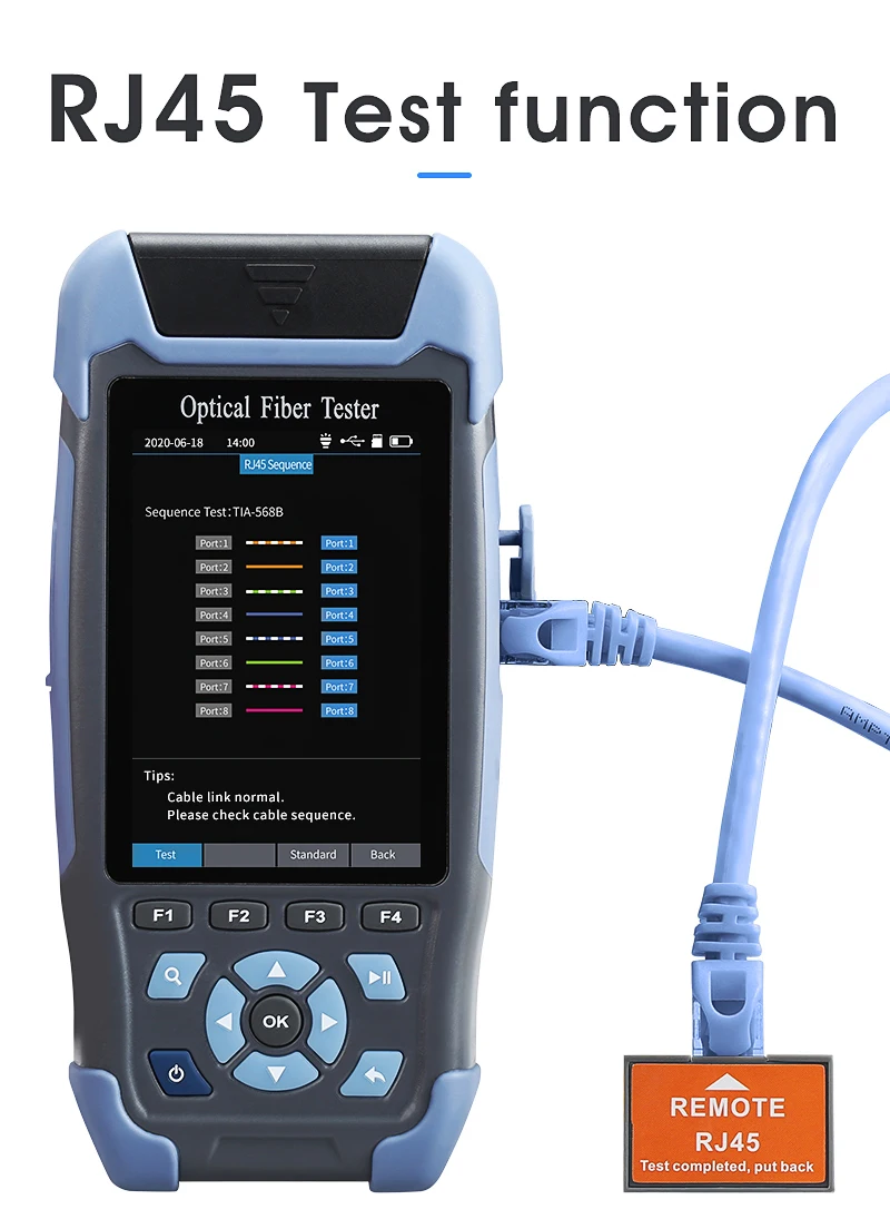 9 in 1 OTDR Fiber Optic Reflectometer Handheld with VFL OLS OPM 24dB for 64km  Cable Ethernet Tester FTTH