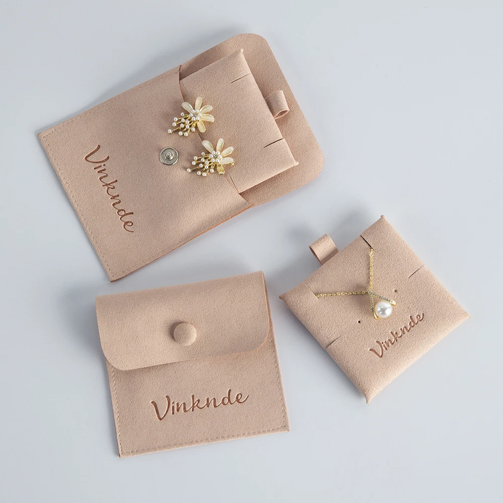 Wholesale Custom Logo Mini Velvet Suede Microfiber Jewelry Gift Pouch Packaging Organizer Bag With Earring Necklace Cards Pads