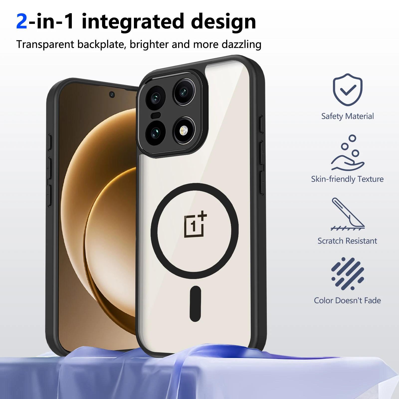 Luxury Clear Magnetic Phone Case with Frosted Bumper Armor Cover