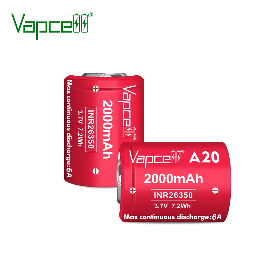Bateria de Lítio Vapcell Inr26350 Célula de Bateria Recarregável para Lanterna Maior Capacidade A20 26350 2000mah 6a 3.6v 110 Pcs - Image 3
