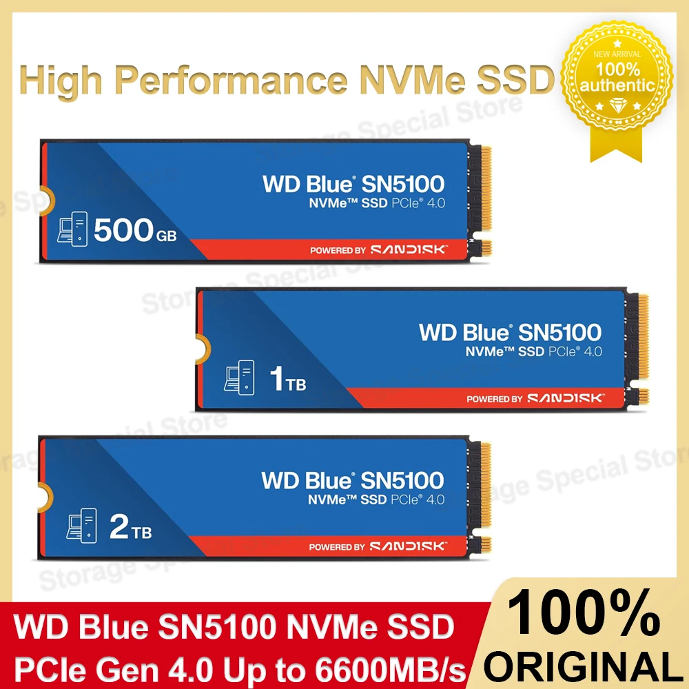 Novo wd azul ssd sn5100 m.2 2280 nvme unidade de estado sólido interno alta velocidade pcie 4.0 jogo unidade funciona para computador portátil disco rígido