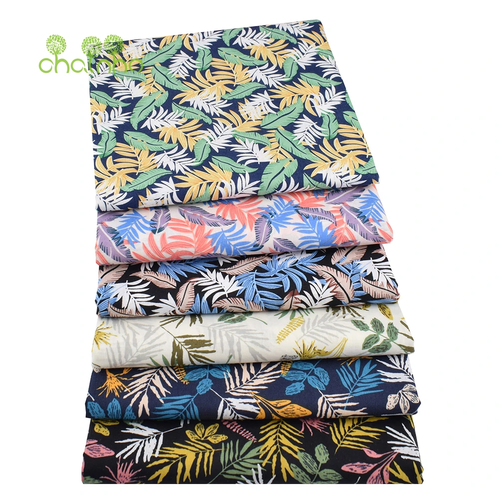 

Chainho,Printed Plain Weave Poplin Cotton Fabric,DIY Sewing Quilting Material,Patchwork Cloth,Leaf Series,3 Specification,PCC134
