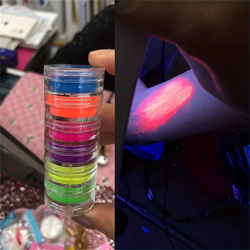6colors/set Nail Art Cosmetic Long Lasting Waterproof Matte Eyeshadow Eyeshadow Pigment  Nail Powder  Neon Powder 3
