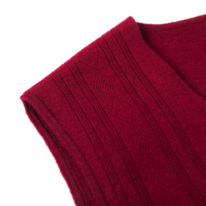 Men 100% Wool Vest Sleeveless Knit Jacket Sweater Buttons Down V Neck Office Smart Casual for Autumn Winter 9029