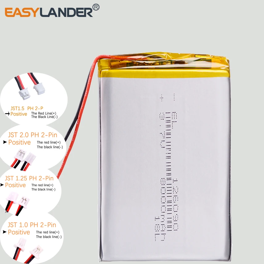 JST 1,25 2P /JST2.0/ 3,7 V 8000 mah 126090 Lithium-Polymer Li-Ion Akku Für PAD DIY E-Book GPS PSP DVD Power bank Tablet PC IPAQ