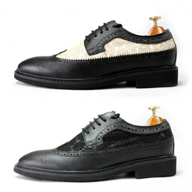 Handmade Carved Brogue Dress Shoes Cow leather Male Formal Business Shoe Male Oxfords