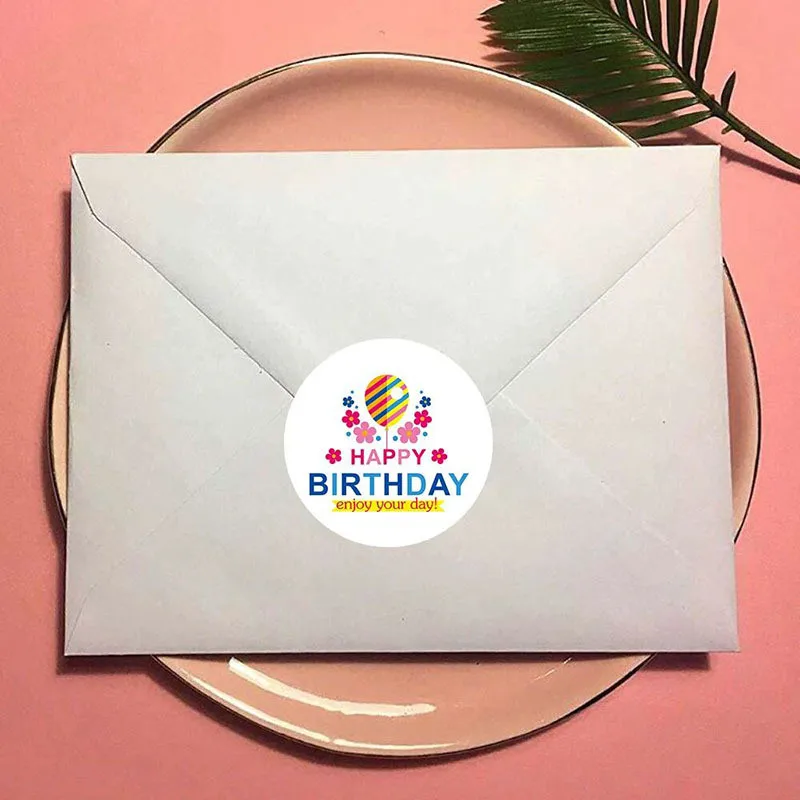 1/1.5Inch Happy Birthday Cake Party Sticker Creative Cartoon Decorative Holiday Gift Sticker Envelope Invitation Sealing Sticker