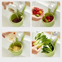 Panier de vidange d'évier suspendu, couvercle inférieur ouvrable, filtre à ordures de cuisine détachable, filtre de résidus alimentaires, panier d'eau de nettoyage 5