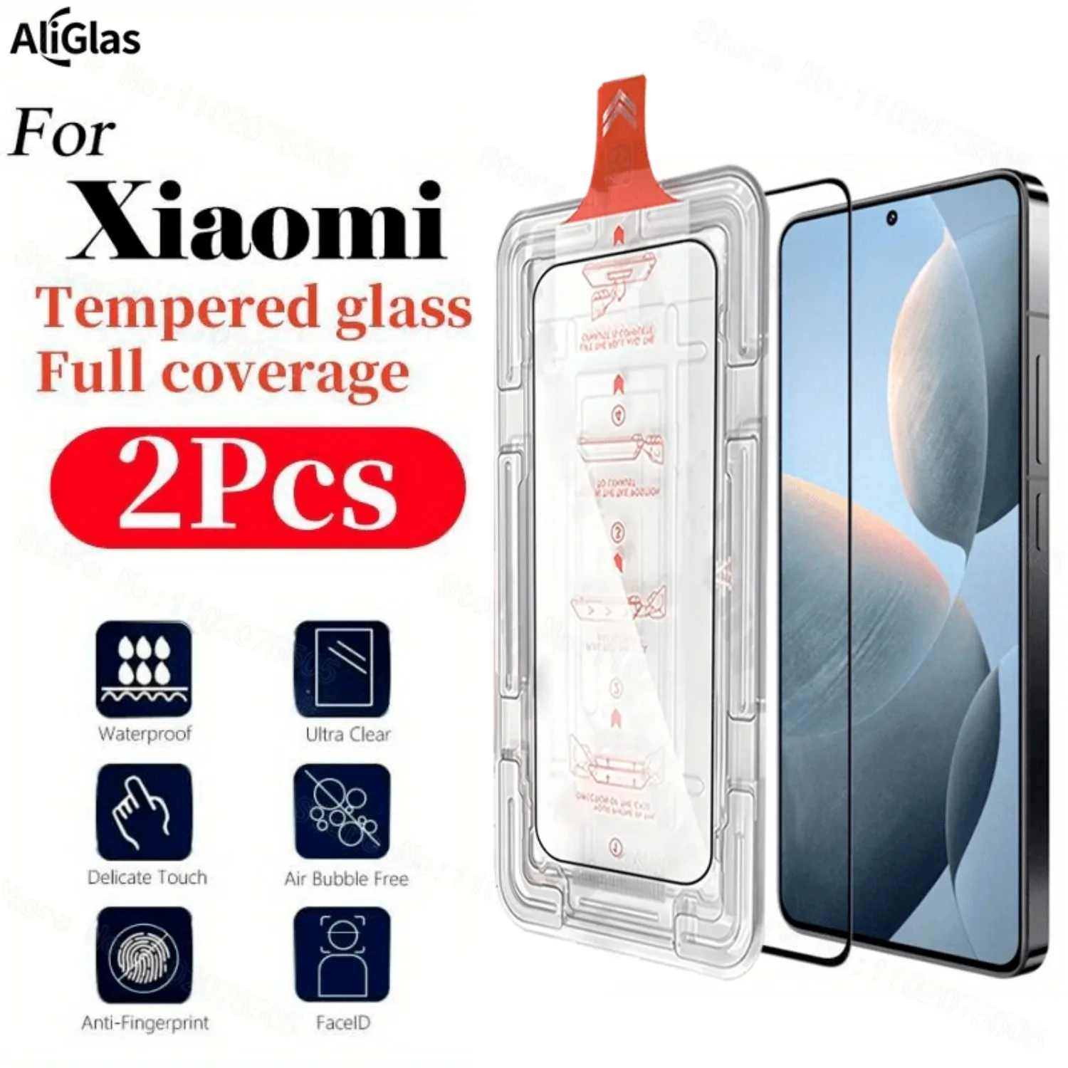 2-Pack Full Coverage Scratch-Resistant Tempered Glass Screen Protectors with Dust-Proof Shield