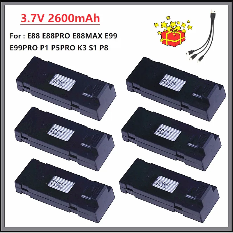 Upgrade37V2600mAhRCDroneBatteryStableUAVBatteryforE88E88PRO