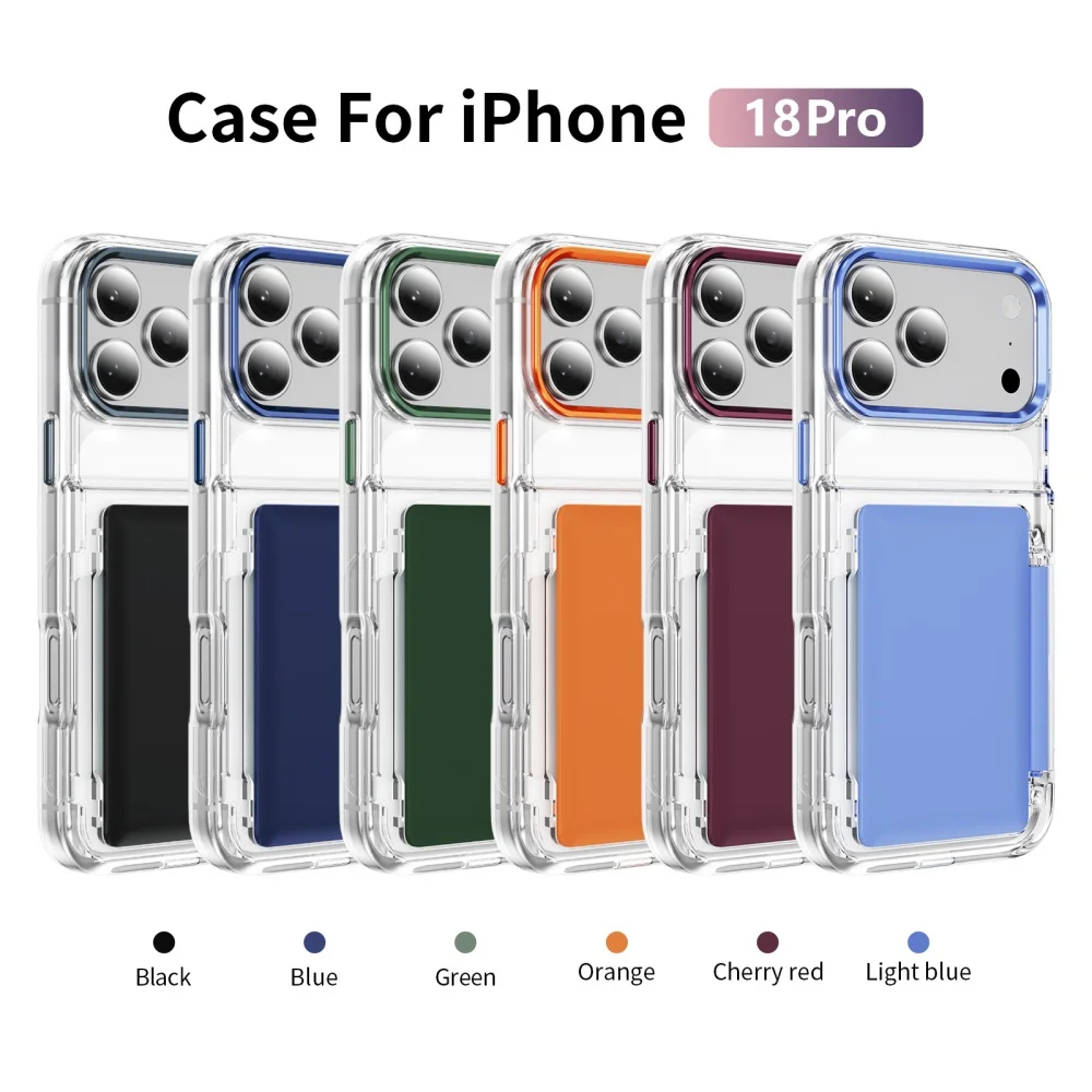 Dual Card Slot Transparent Holder Case | Shockproof Wallet Slot Hard Cover