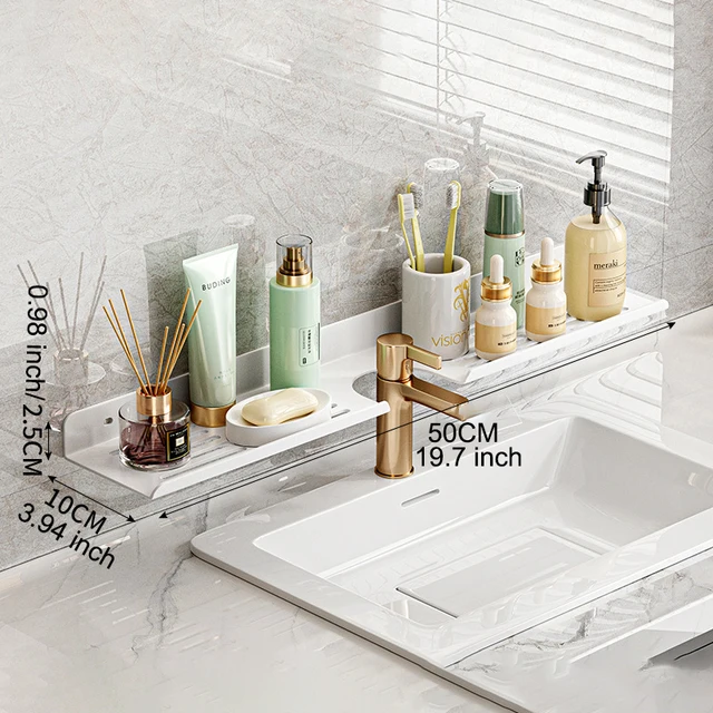 ROYALITA Acrylic Bathroom Shelf Organizer Over The Faucet, Over The Sink  Shelf Bathroom Decor, Bathroom Sink Shelf Over Faucet, Bathroom Countertop