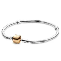 Bracelet classique original en argent pur 925, bloc rond simple, DIY, charmant, pour femmes. Bijoux de mariage DIY pour cadeau de fête 4