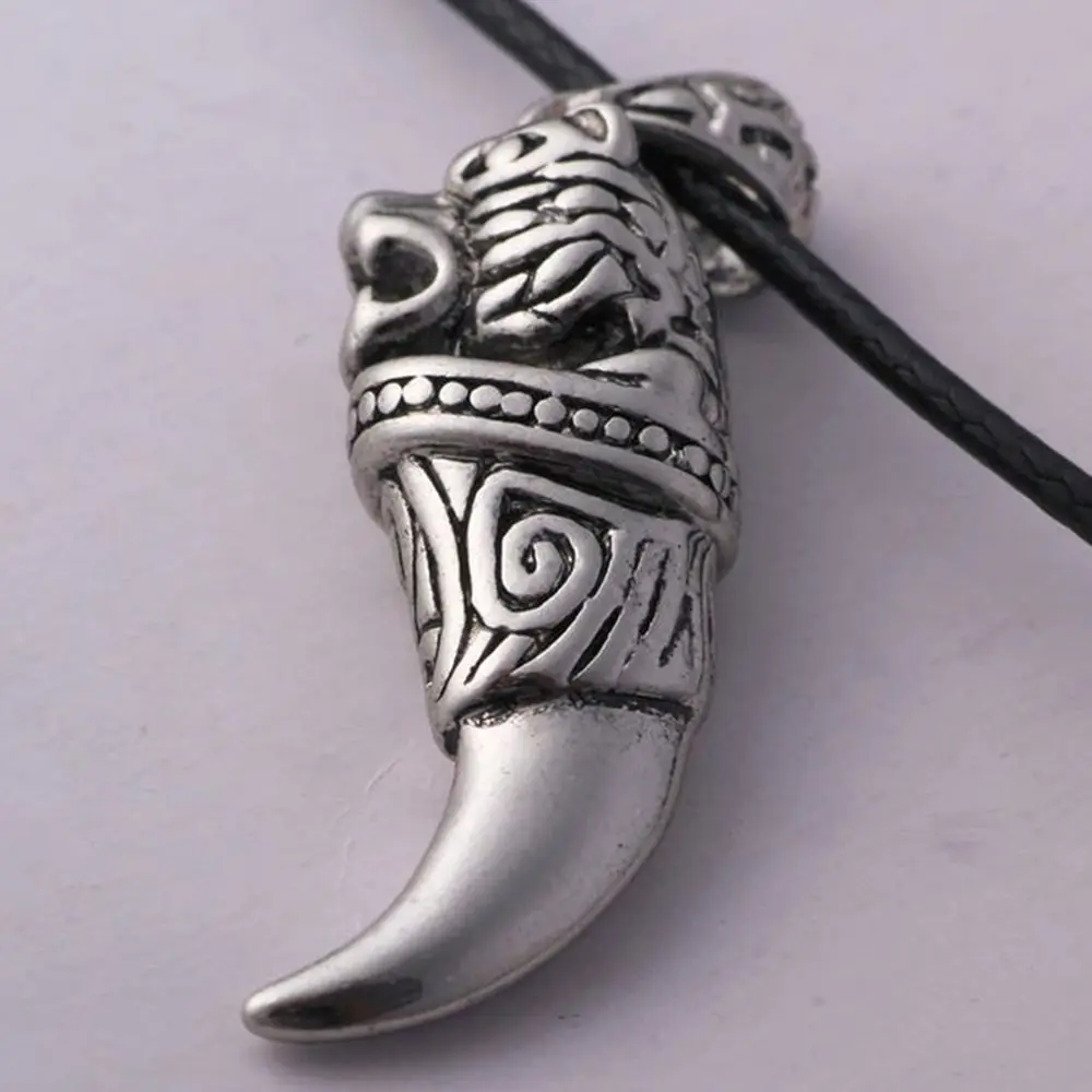 Hot Men Teeth Stainless Steel Gift Retro Shape Leather Chain Punk Necklace Totem Pendant Wolf Tooth