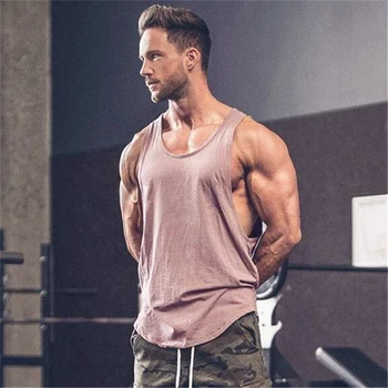 Plain Vests Cotton Breathable Sleeveless T-shirts Gym Fitness Bodybuilding Training Clothing Mens Running Sport Muscle Tank Tops 1
