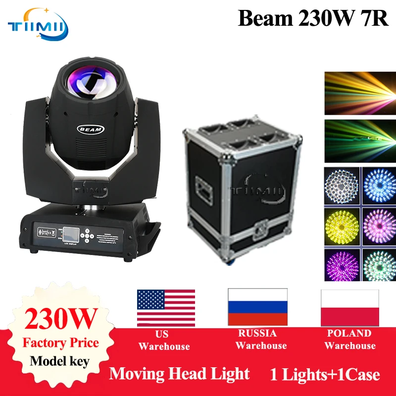 

No TAX 1 Flightcase 1 Pcs Lyre Beam 230W 7R Moving Head Light with Suitcase Sharpy Beam 7r 230 Stage Light LED Move Head Wash